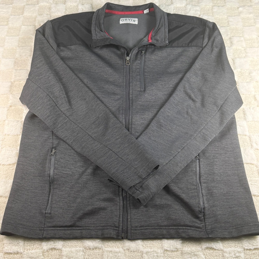 ORVIS Men Full Zip Jacket Charcoal Gray‎ Heathered L G Classic Collection